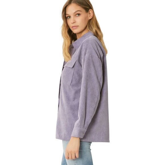 Entro Purple Haze Corduroy Button Front Shacket Size 1X Versatile All Season - Picture 5 of 8